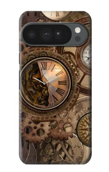 S3927 Boussole Horloge Gage Steampunk Etui Coque Housse pour Google Pixel 10 Pro XL