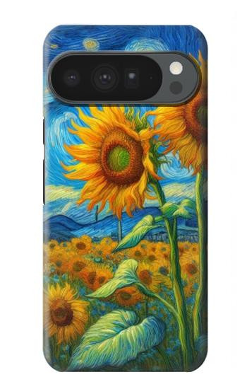 S4019 Tournesol style Van Gogh Etui Coque Housse pour Google Pixel 10 Pro XL