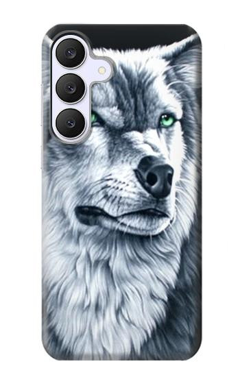 S0123 Loup blanc Etui Coque Housse pour Samsung Galaxy S25 FE, S26 FE