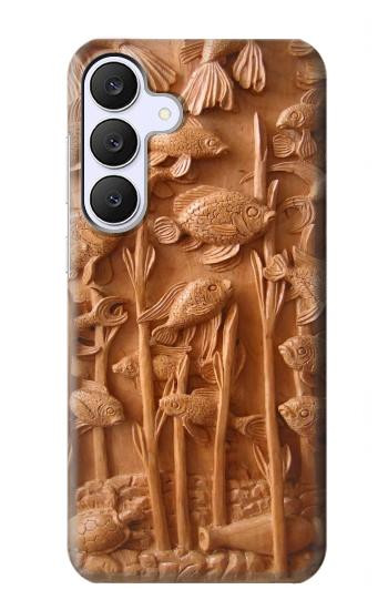 S1307 Poissons Sculpture sur bois imprimé graphique Etui Coque Housse pour Samsung Galaxy S25 FE, S26 FE
