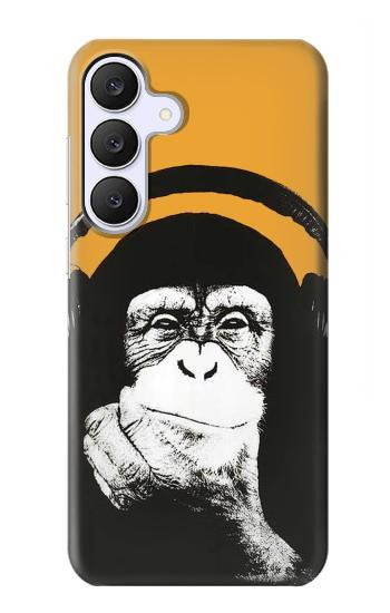 S2324 Singe drôle avec casque Pop Musique Etui Coque Housse pour Samsung Galaxy S25 FE