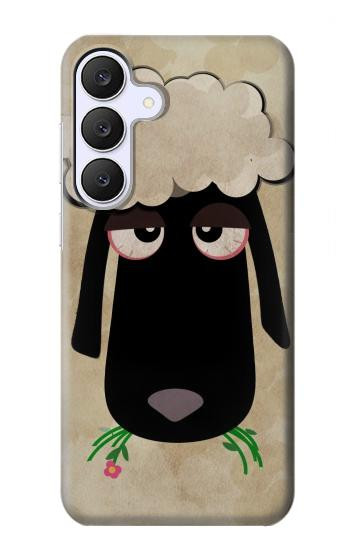 S2826 Mignon Noir Sheep Dormir Dessin Etui Coque Housse pour Samsung Galaxy S25 FE
