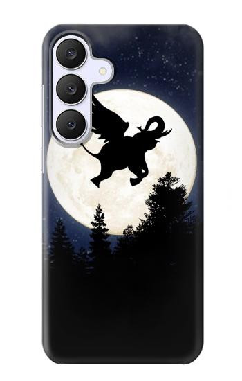 S3323 Voler l'Eléphant Nuit de pleine lune Etui Coque Housse pour Samsung Galaxy S25 FE, S26 FE