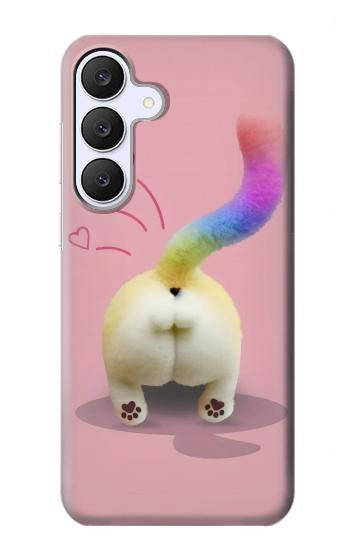 S3923 Queue d'arc-en-ciel de fond de chat Etui Coque Housse pour Samsung Galaxy S25 FE, S26 FE