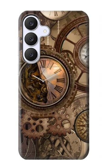 S3927 Boussole Horloge Gage Steampunk Etui Coque Housse pour Samsung Galaxy S25 FE, S26 FE