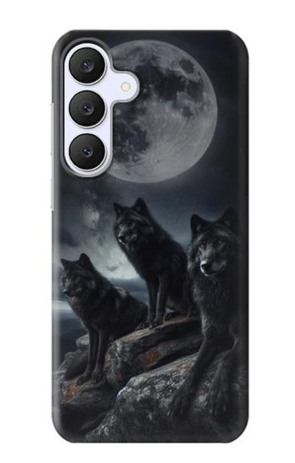 S3970 Pleine lune du loup noir Etui Coque Housse pour Samsung Galaxy S25 FE