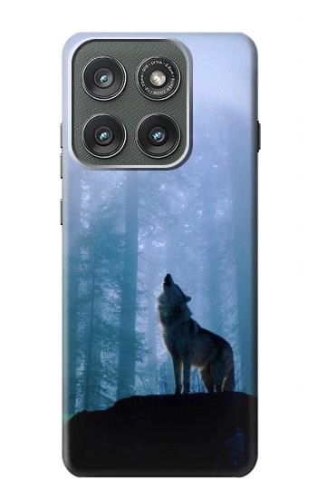 S0935 Loup Hurlant dans la forêt Etui Coque Housse pour Motorola Edge (2025)