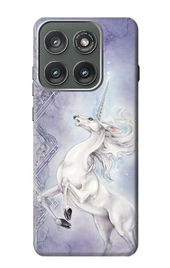 S1134 Cheval Blanc Licorne Etui Coque Housse pour Motorola Edge (2025)
