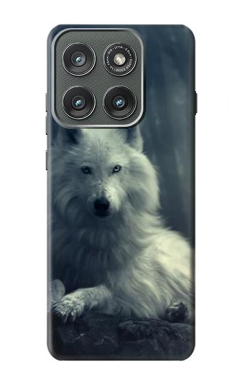 S1516 Loup blanc Etui Coque Housse pour Motorola Edge (2025)