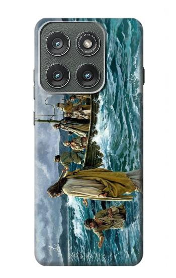 S1722 Jésus marcher sur la mer Etui Coque Housse pour Motorola Edge (2025)
