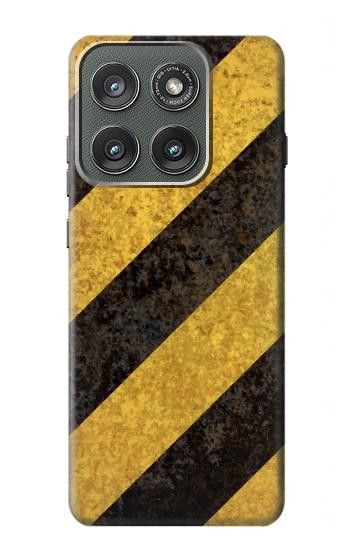 S2231 Noir et Jaune Ligne de risque rayé Etui Coque Housse pour Motorola Edge (2025)