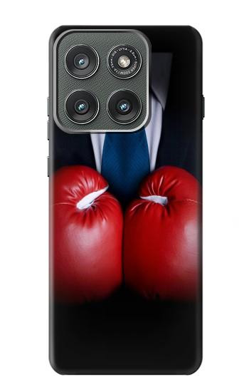 S2261 Homme d'affaires Noir Costume avec des gants de boxe Etui Coque Housse pour Motorola Edge (2025)