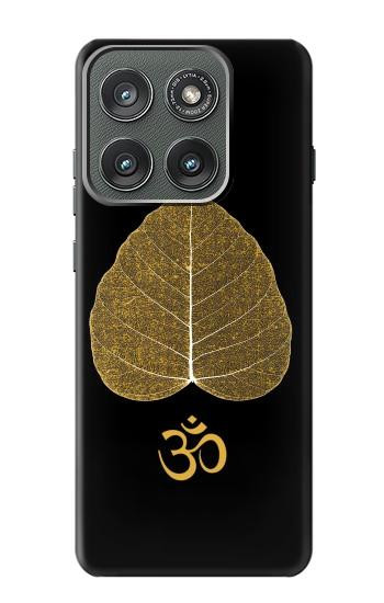 S2331 Feuille d'or bouddhiste Symbole de l'OM Etui Coque Housse pour Motorola Edge (2025)