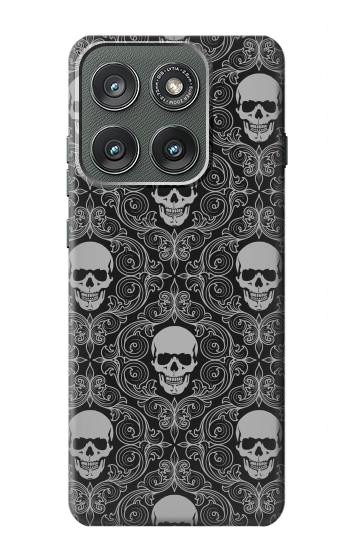 S2371 Crâne Motif monochrome Millésime Etui Coque Housse pour Motorola Edge (2025)