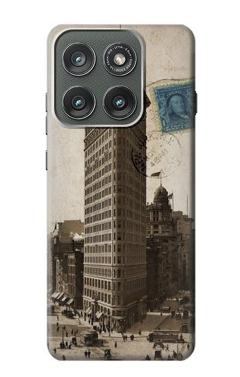 S2832 New York 1903 Flatiron Cartes Postales Bâtiment Etui Coque Housse pour Motorola Edge (2025)