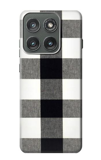 S2842 Noir et blanc Buffle motif de vérification Etui Coque Housse pour Motorola Edge (2025)