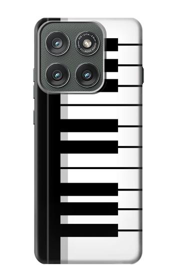 S3078 Noir et blanc Clavier de piano Etui Coque Housse pour Motorola Edge (2025)