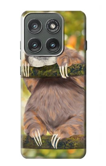 S3138 Peinture mignon bébé Sloth Etui Coque Housse pour Motorola Edge (2025)