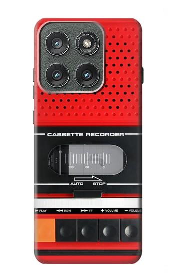 S3204 Rouge Cassette Recorder graphique Etui Coque Housse pour Motorola Edge (2025)