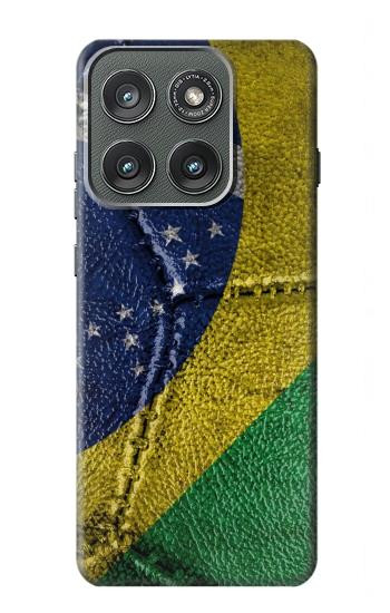 S3297 Brésil Drapeau graphique Football Millésime Etui Coque Housse pour Motorola Edge (2025)