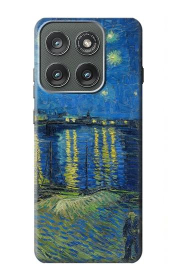 S3336 Van Gogh Nuit étoilée sur le Rhône Etui Coque Housse pour Motorola Edge (2025)