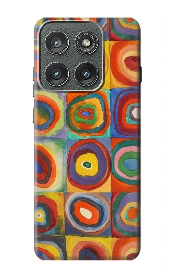 S3409 Carrés cercles concentriques Etui Coque Housse pour Motorola Edge (2025)