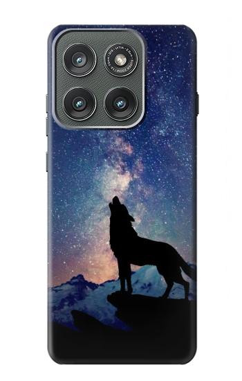 S3555 Loup Hurlant Million étoiles Etui Coque Housse pour Motorola Edge (2025)