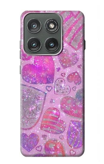S3710 Coeur d'amour rose Etui Coque Housse pour Motorola Edge (2025)
