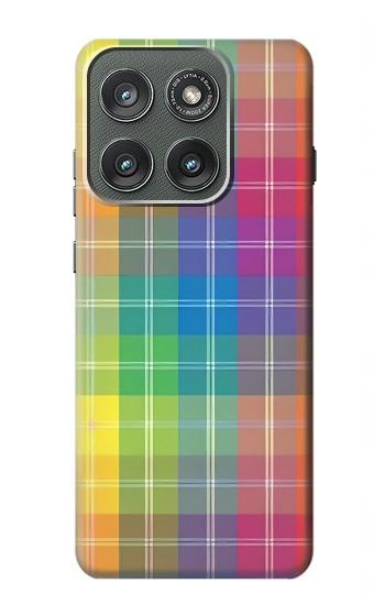 S3942 Tartan à carreaux arc-en-ciel LGBTQ Etui Coque Housse pour Motorola Edge (2025)