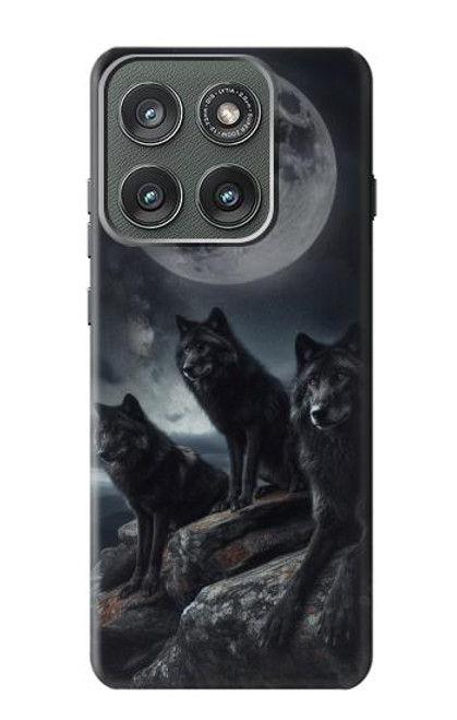 S3970 Pleine lune du loup noir Etui Coque Housse pour Motorola Edge (2025)