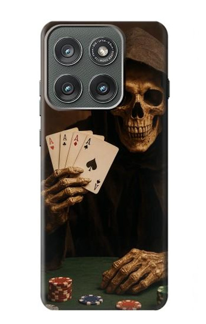 S3994 Gagner au poker avec la Faucheuse Etui Coque Housse pour Motorola Edge (2025)