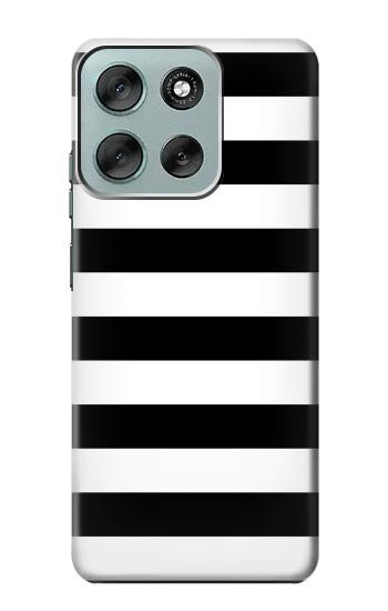 S1596 Noir et blanc rayé Etui Coque Housse pour Motorola Moto G56