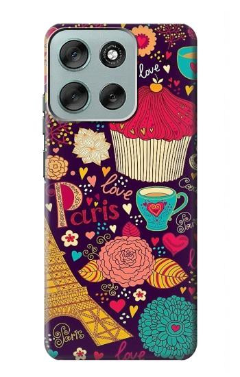 S2353 Paris Dessin Motif de Millésime Etui Coque Housse pour Motorola Moto G56