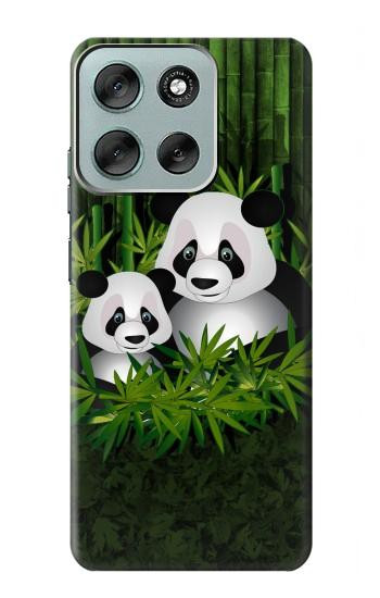 S2441 Forêt de Bambous de la famille Panda Etui Coque Housse pour Motorola Moto G56
