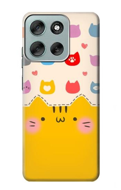 S2442 Chat mignon drôle Dessin animé Etui Coque Housse pour Motorola Moto G56