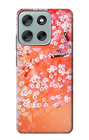 S2543 Motif japonais Kimono fleur de style Etui Coque Housse pour Motorola Moto G56