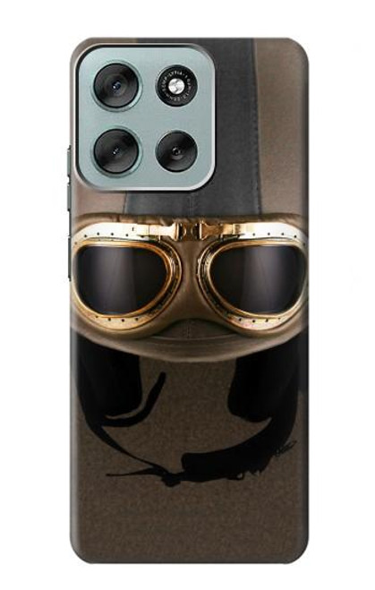 S2645 Lunettes millésimé Casque de moto marron Etui Coque Housse pour Motorola Moto G56