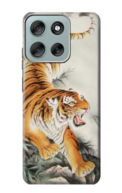 S2751 Tigre Peinture Pinceau chinois Etui Coque Housse pour Motorola Moto G56