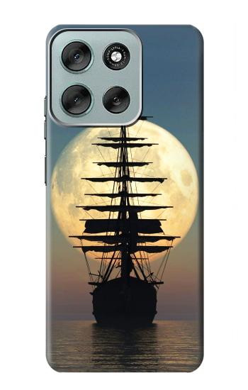 S2897 Pirate Ship Lune Nuit Etui Coque Housse pour Motorola Moto G56