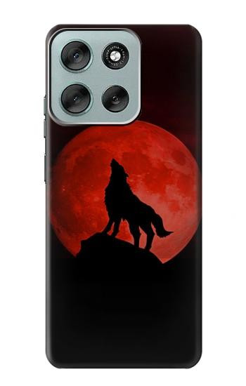 S2955 Loup Hurlant Rouge Lune Etui Coque Housse pour Motorola Moto G56