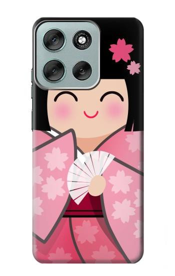 S3042 Japon fille Hina Sakura Kimono Poupée Etui Coque Housse pour Motorola Moto G56