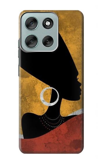S3453 Africaine Reine Néfertiti Silhouette Etui Coque Housse pour Motorola Moto G56