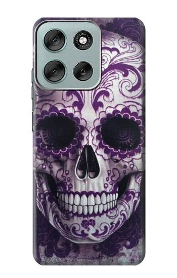 S3582 Crâne pourpre sucre Etui Coque Housse pour Motorola Moto G56