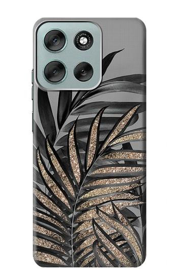 S3692 Feuilles de palmier gris noir Etui Coque Housse pour Motorola Moto G56