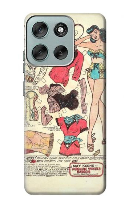 S3820 Poupée de papier de mode de cow-girl vintage Etui Coque Housse pour Motorola Moto G56 S3820 Poupée de papier de mode de cow-girl vintage Etui Coque Housse pour Motorola Moto G56