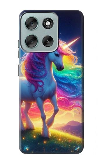 S3977 Licorne colorée Etui Coque Housse pour Motorola Moto G56