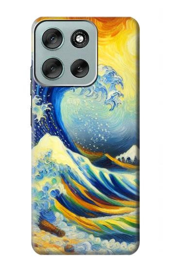S4005 Peinture à l'huile Grandes vagues Etui Coque Housse pour Motorola Moto G56