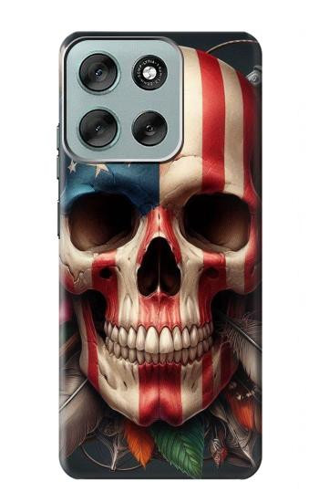 S4015 Drapeau américain de crâne Etui Coque Housse pour Motorola Moto G56