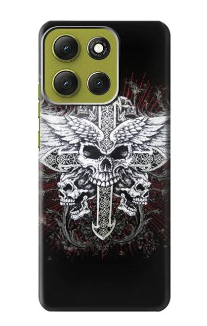 S1434 Crâne Tatouage Motard Aile Etui Coque Housse pour Motorola Moto G86