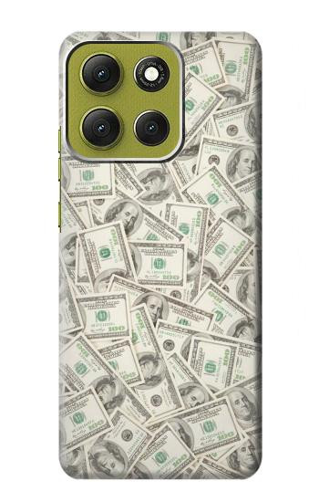 S2077 Billets Dollar argent Etui Coque Housse pour Motorola Moto G86
